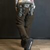 One of a kind unisex skater punk rock pants with leopard fake fur detailsvand metal rings on the belt loops.